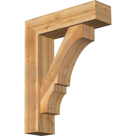 Ekena Millwork Balboa Block Rough Sawn Bracket w/ Offset Brace, Western Red Cedar, 8"W x 30"D x 38"H BKT0806X30X38BOA05RWR